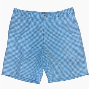 Peter Millar Blue Gingham Flat Front Golf Shorts
